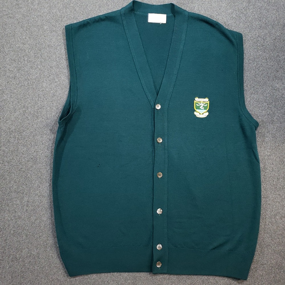 Joya Golf Wool Cardigan Sweater Mens Large Green Vest Green Waterville Golf Club